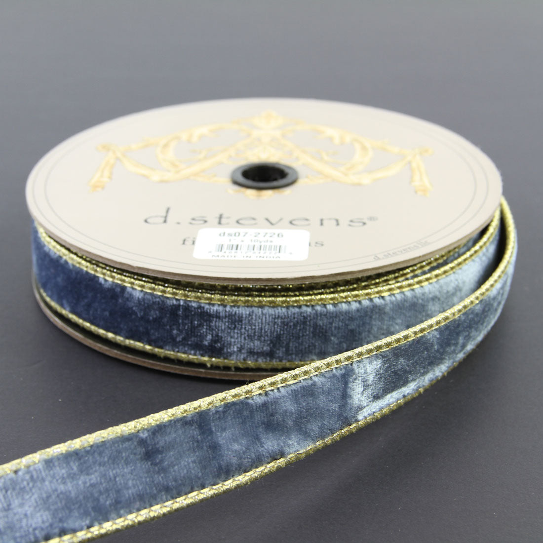 1"X10Y VELVET MTLC DUSTY BLUE