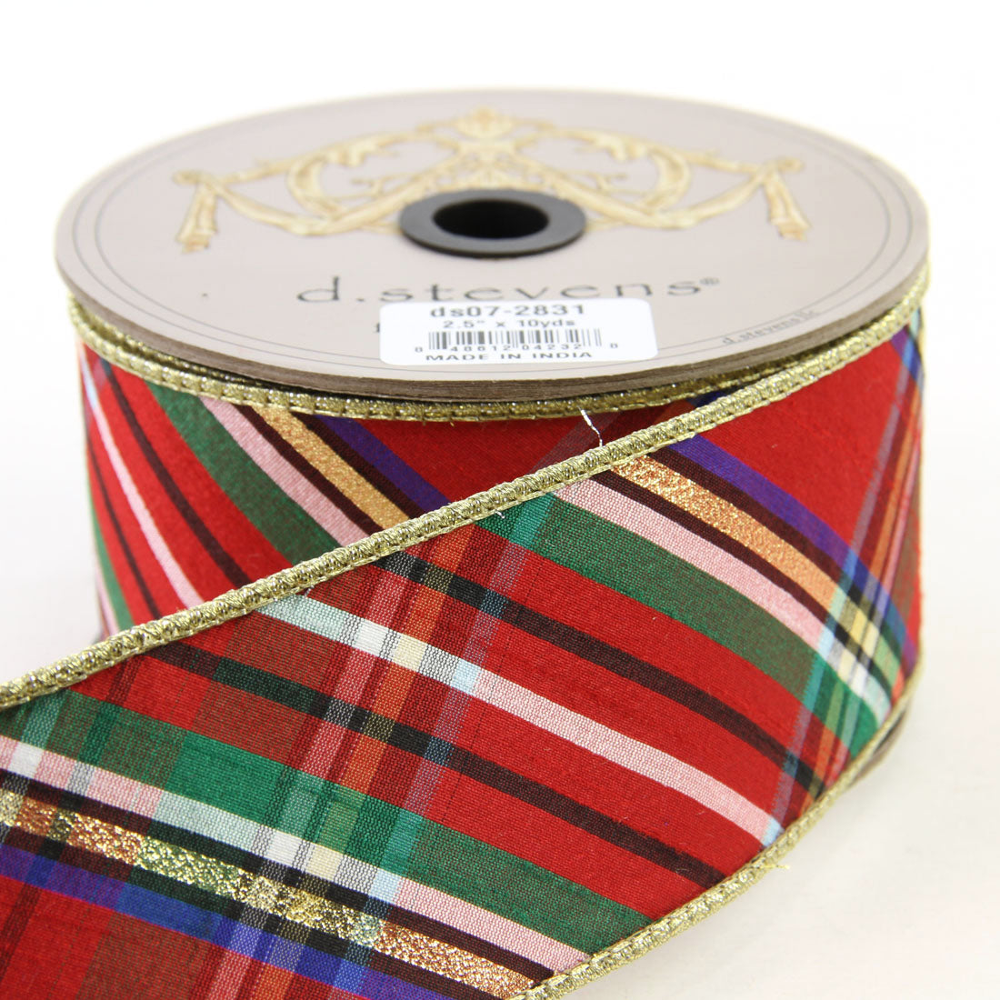 2.5"X10Y DUP.PLAID BLU/GLD/RD