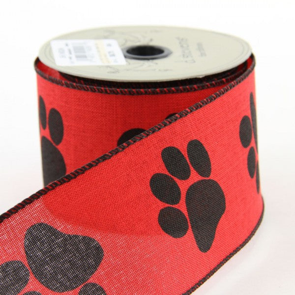 2.5"X10YD FAUX LINEN BARN RED