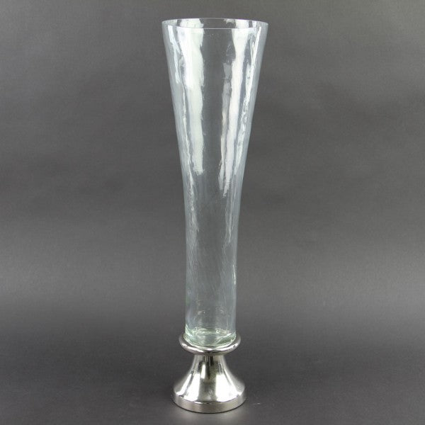 22.5"AL.NICKEL GLASS VASE