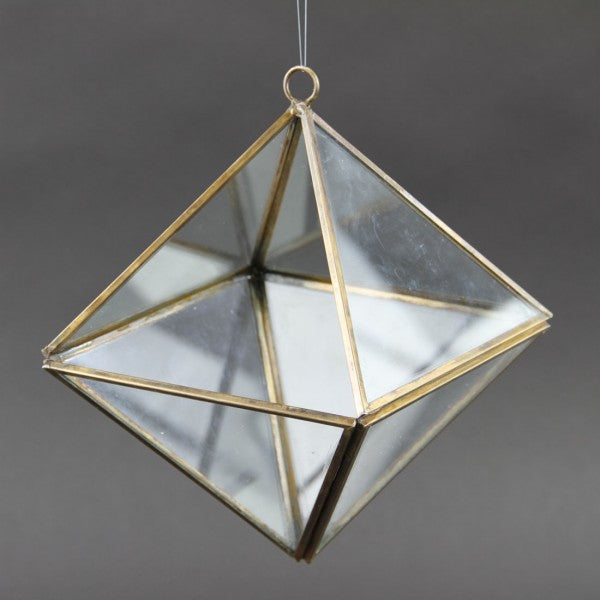 9"X5.5"ANT.GLD GEOMAT.LANTERN