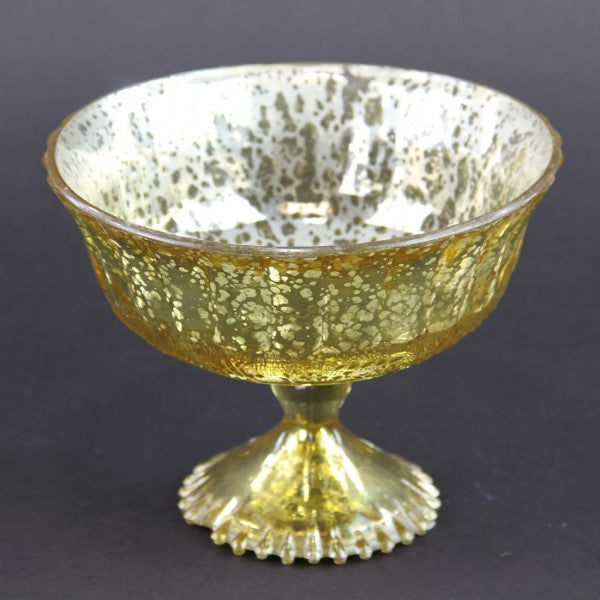 7"GLASS PEDESTAL BOWL W/LINES