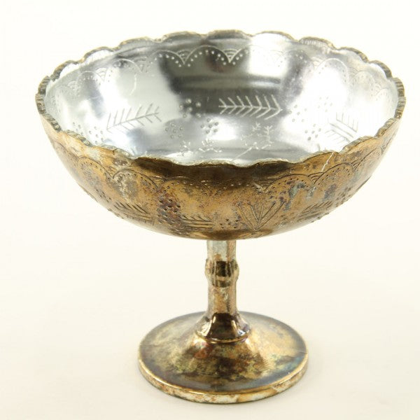 8"BURNT GLD MER.PEDESTAL BOWL