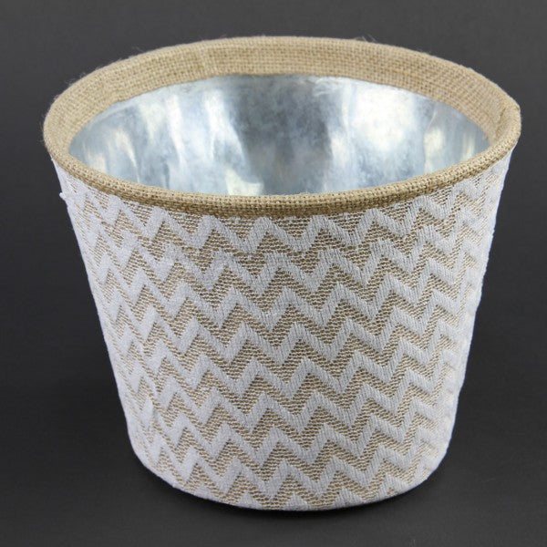 7"X6"JUTE/LACE TIN PLANTER