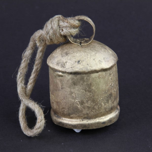 4"X2.5"COWBELL GOLD RUSTIC