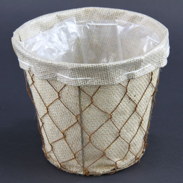 7"CHCKN WIRE PLNTR W/JUTE A25