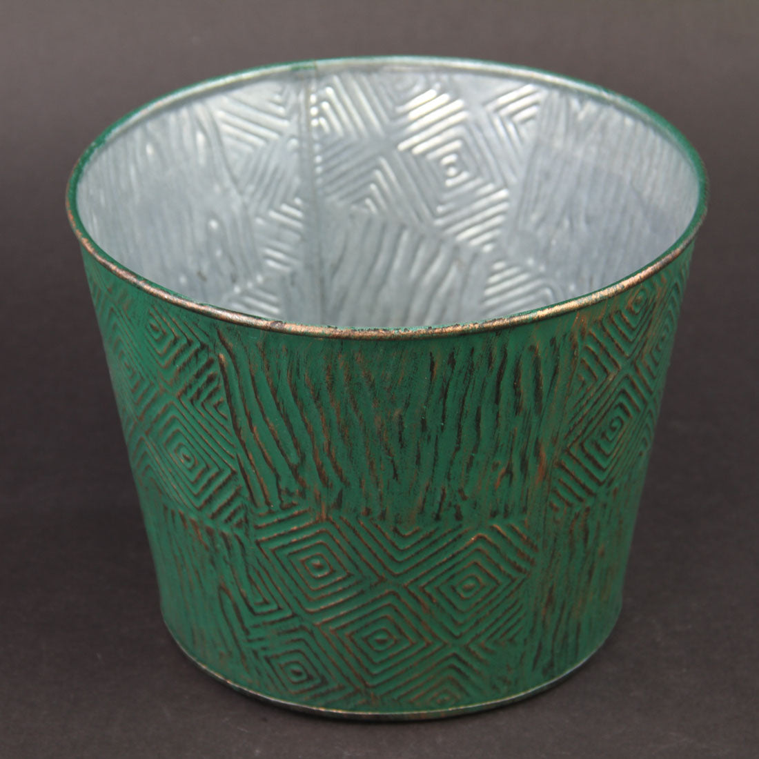 7"X6"GREEN ANTQ.POT COVER A25