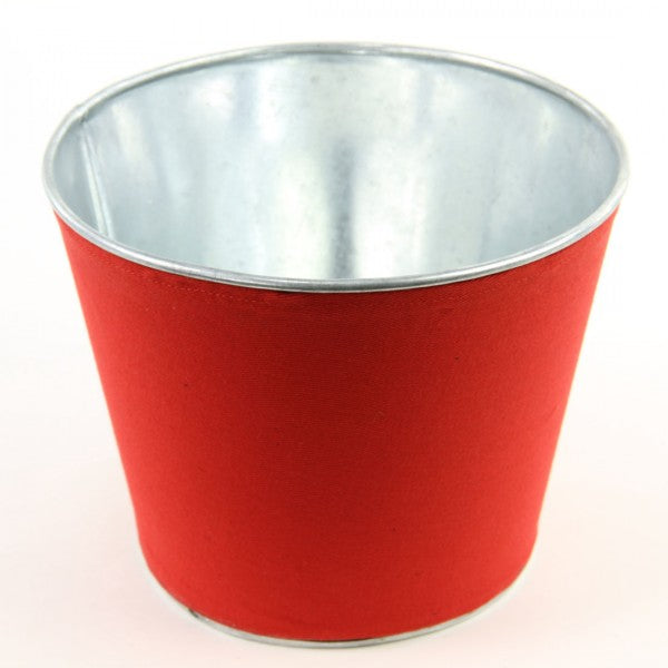 7"LINEN TIN POT RED M25
