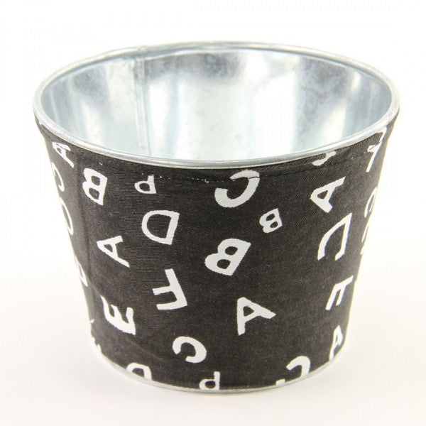 5"TIN LINEN WRAP ABC POT