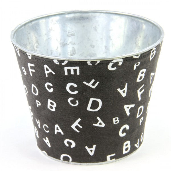 7"TIN LINEN WRAP ABC POT