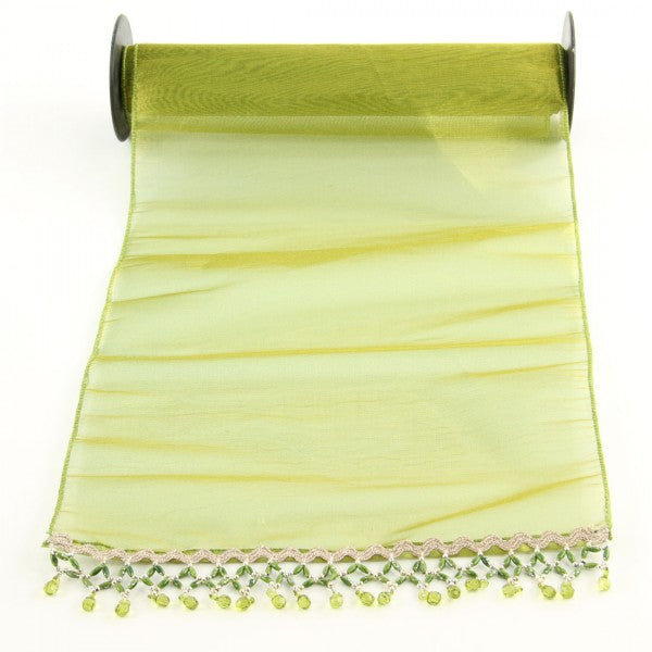 12"X3YD RIBBON GRN/BEAD A25