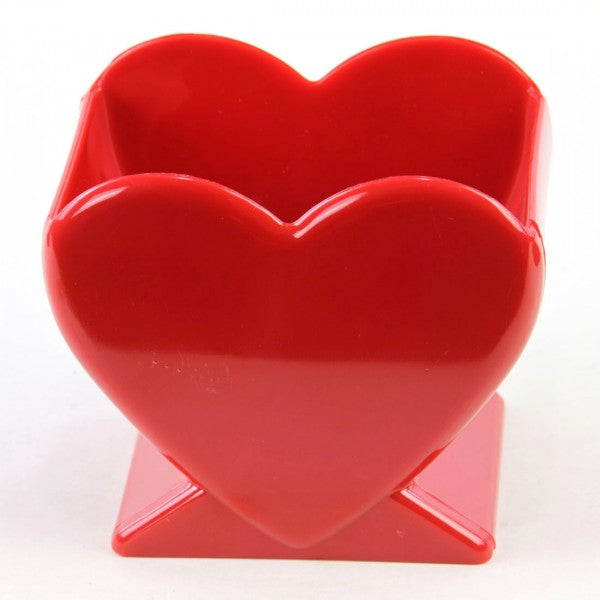 5"X3.25"PLSTC.HEART VASE RED