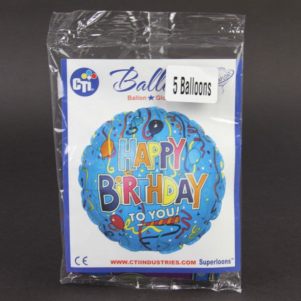17 INCH HAPPY BIRTHDAY MYLAR BALLONS X5