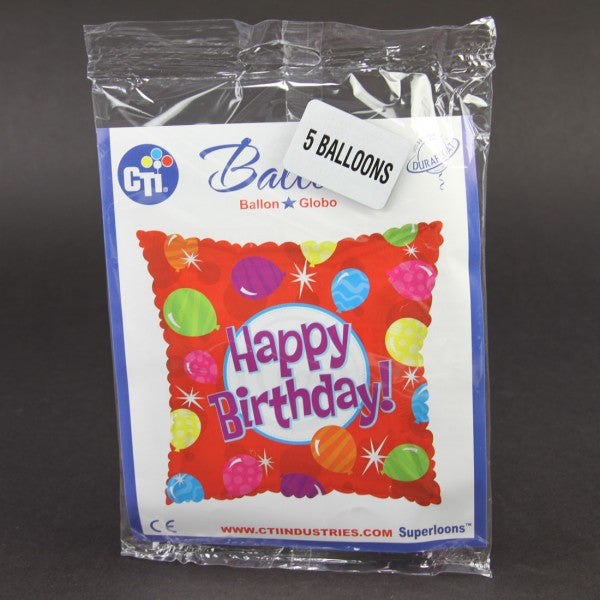 17 INCH HAPPY BIRTHDAY MYLAR BALLONS X5