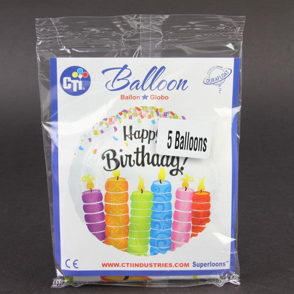 17 INCH HAPPY BIRTHDAY MYLAR BALLONS X5