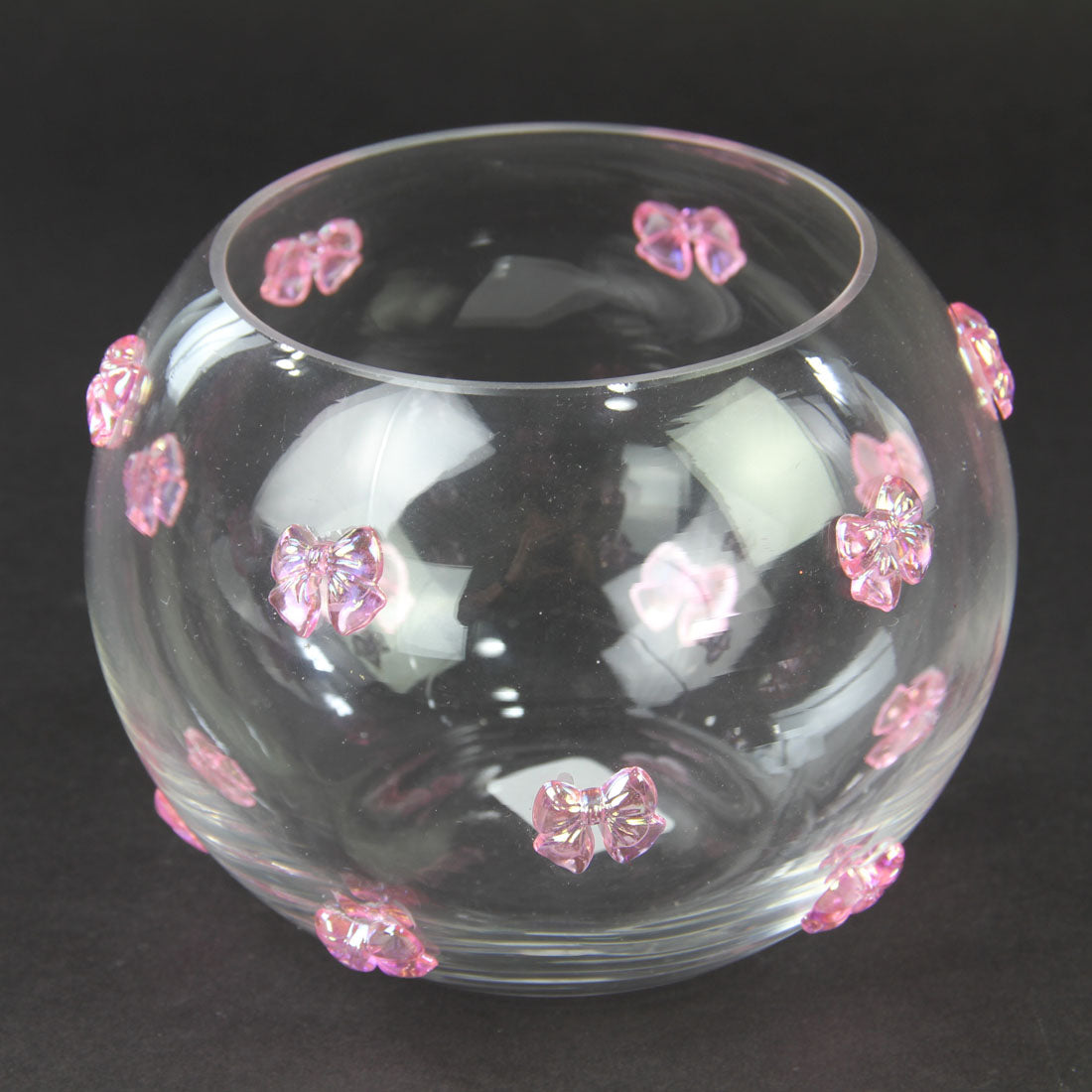 6"X4" GLASS BUBBLE BOWL PINK