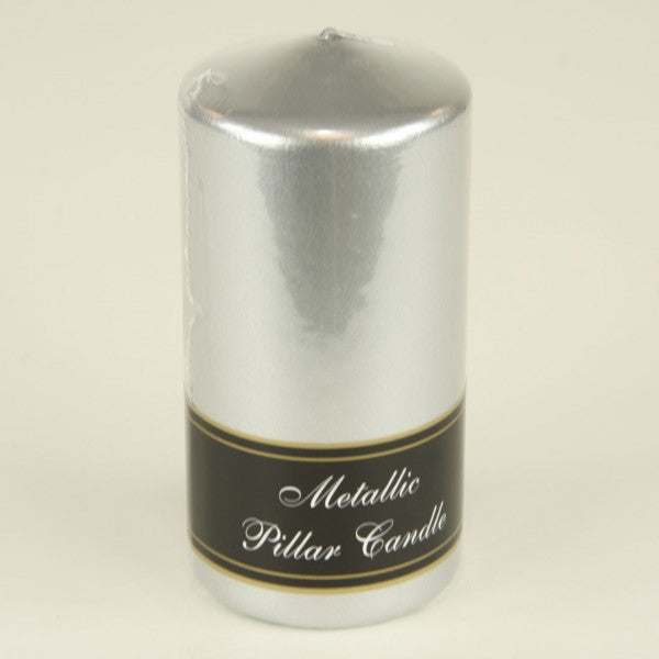 3"X6"PILLAR CANDLE X1 MET.SILV