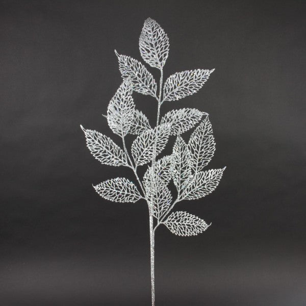 34"GLIT.LEAF SPRAY SILVER