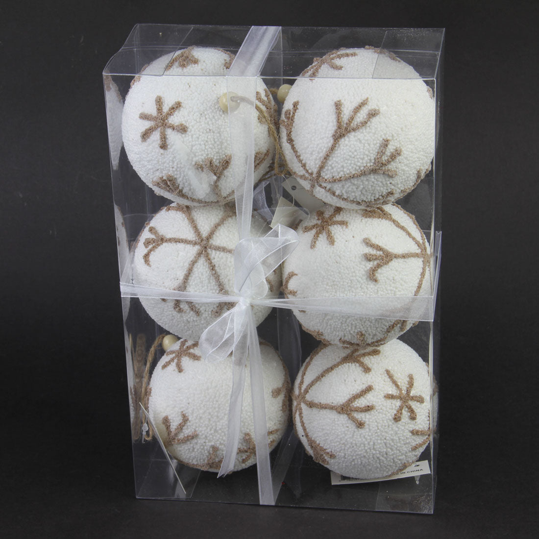 3.94"BALL ORNA 6/BX NATURAL