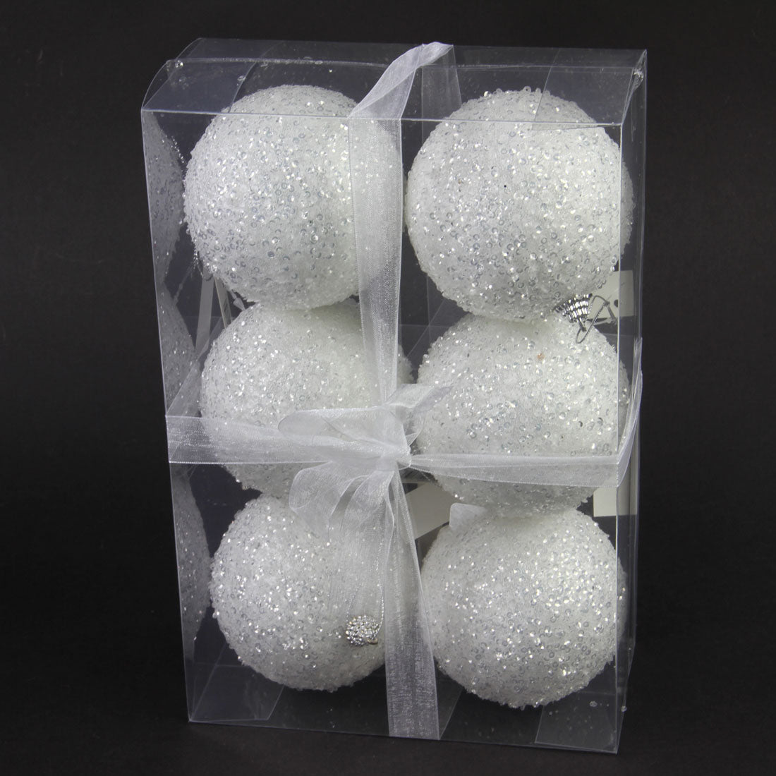 3.94"BALL ORNA 6/BX WHITE