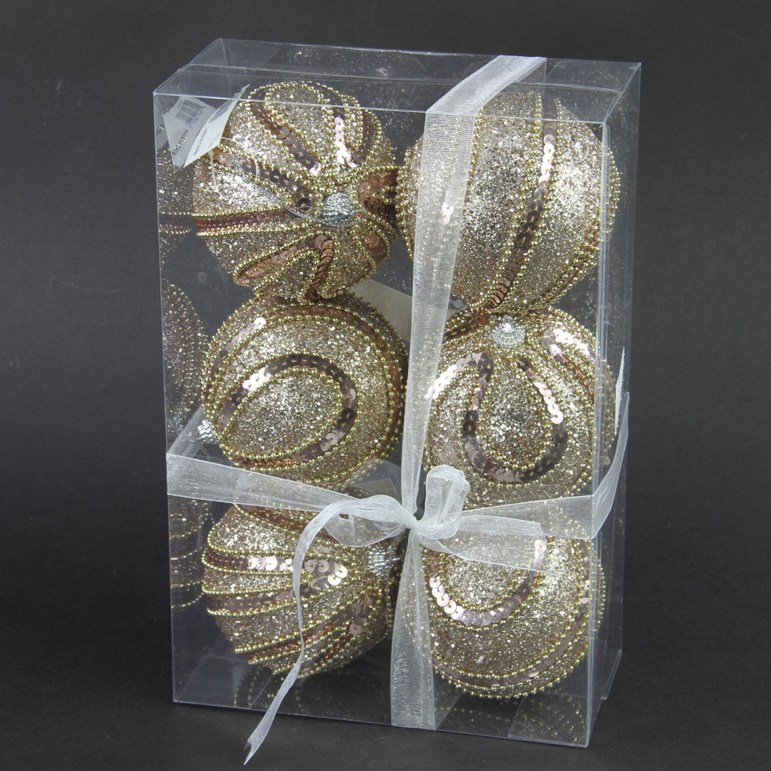 3.94"BALL ORNA 6/BX CHAMPAGNE