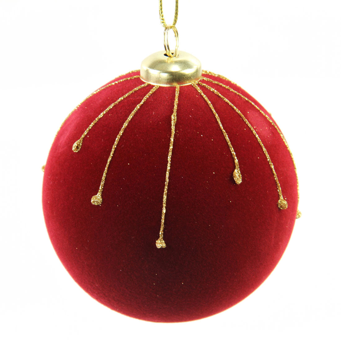 3.94"FLOCKED BALL ORN BURGUNDY