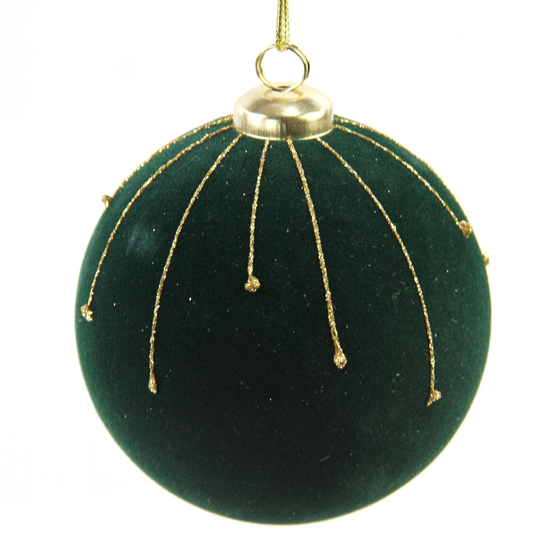 3.94"FLOCKED BALL ORN DK.GRN