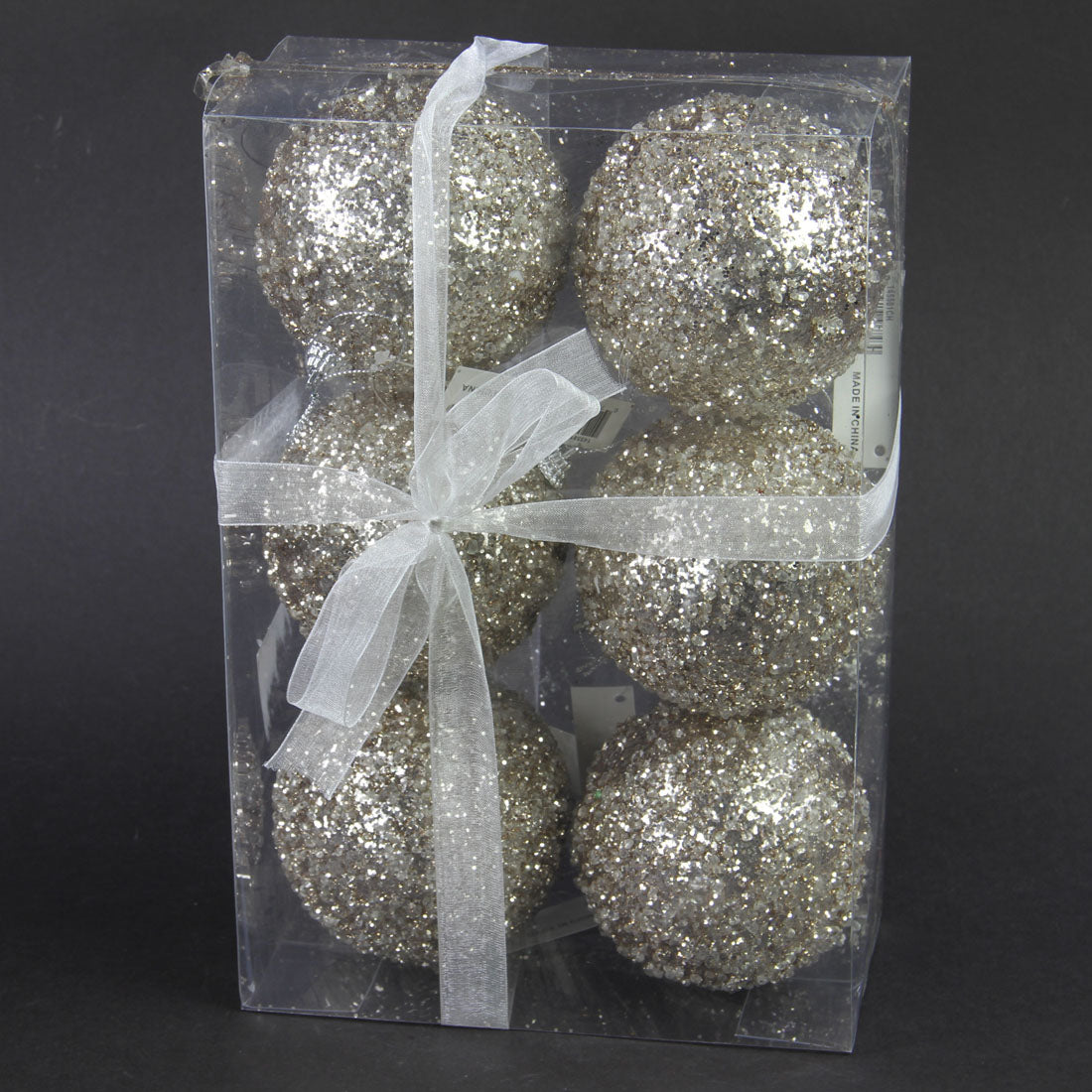 3.94"BALL ORNA 6/BX CHAMPAGNE