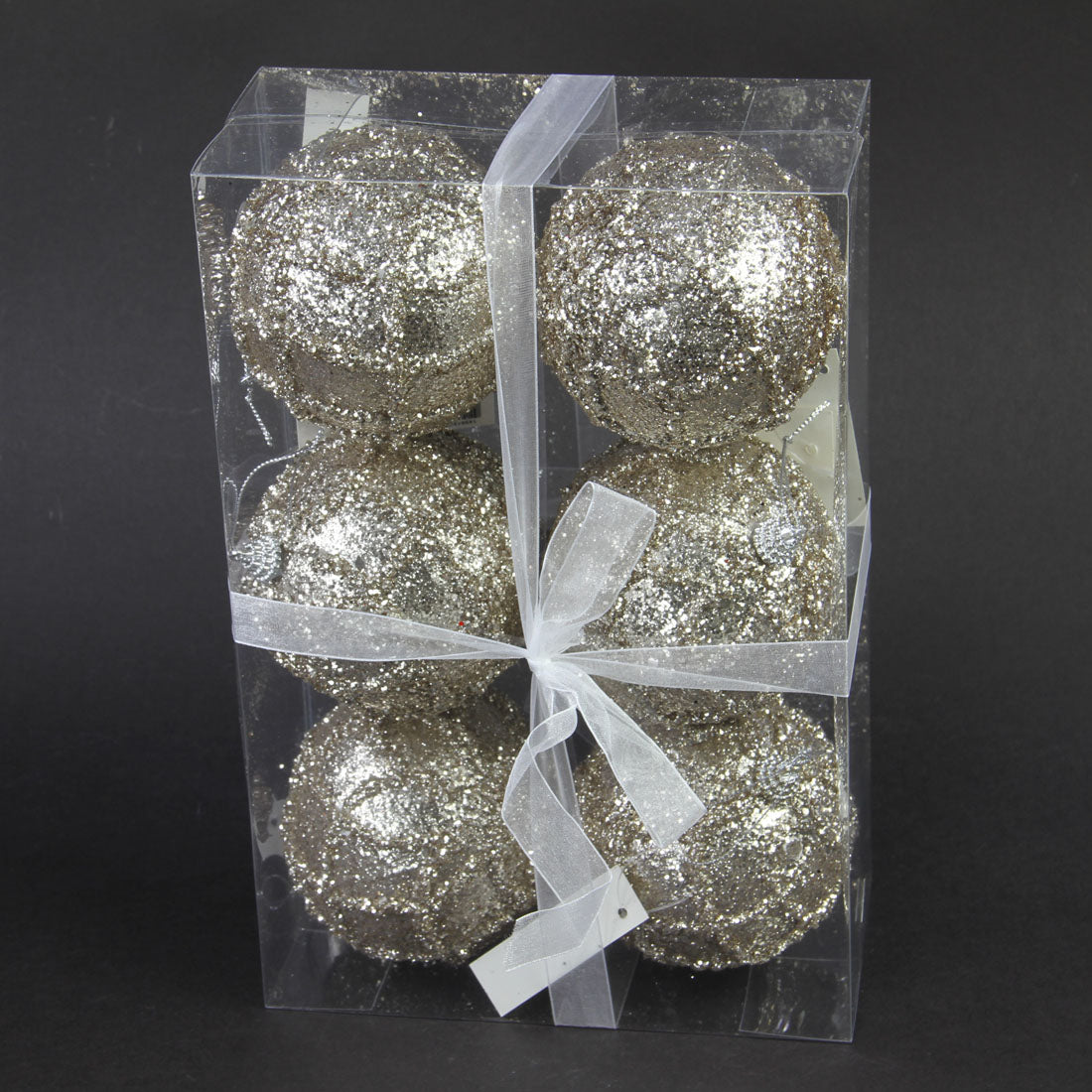 4"BALL ORNA 6/BX CHAMPAGNE