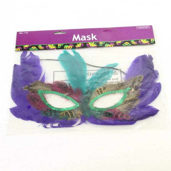 MARDI GRAS FEATHER MASK ASST