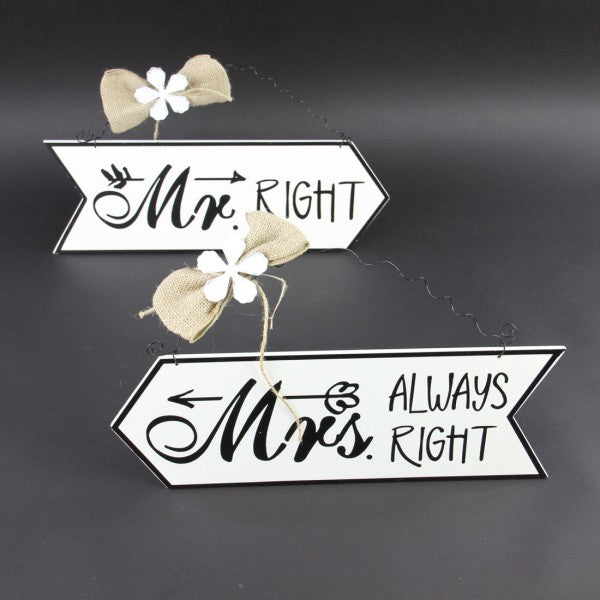 16"MR/MRS RIGHT ARRW SIGN