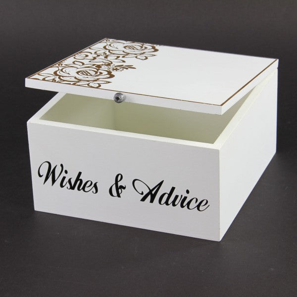 8"WHT/GLD WISH/ADVICE BOX M25
