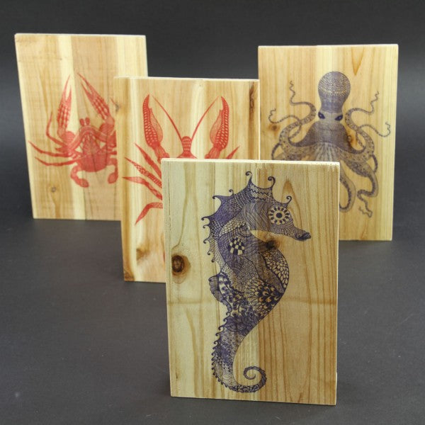 WOOD SEA LIFE DECOR BLOCK A25