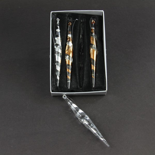 GLASS SWIRL ORNA 4/ST A25