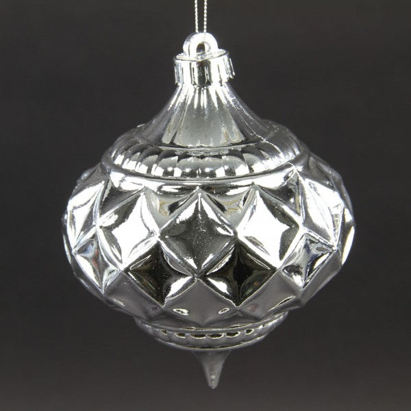 130MM INDENTED ONION ORNAMENT SILVER