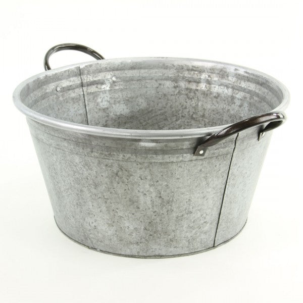 19"D GALVANIZED PLANTER