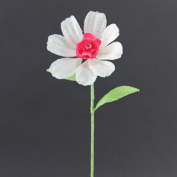 17 INCH FAUX BURLAP POPPY STEM