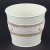 5.25"D BURLAP/LACE TIN POT