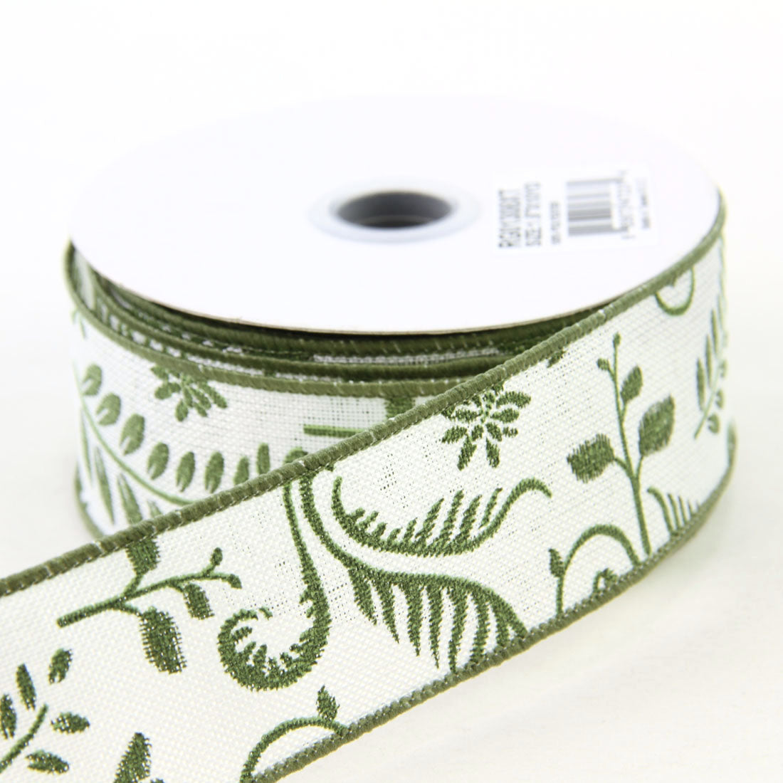 1.5"X10YD EMBR.GREENERY