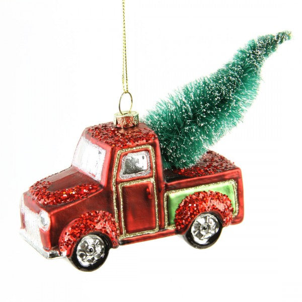 5.75" VINTAGE TRUCK GLASS ORN