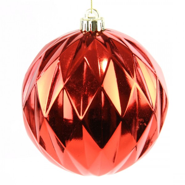 150MM VACUUM PAINT DIAMOND BALL ORNAMENT RED
