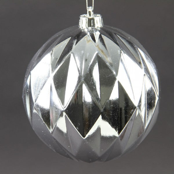150MM VACUUM PAINT DIAMOND BALL ORNAMENT SILVER