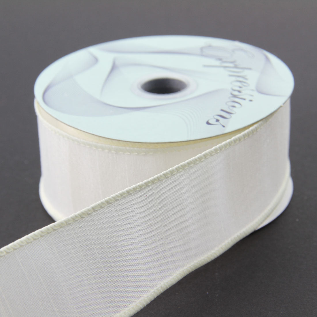 1.5"X10YD FAUX DUPIONI IVORY