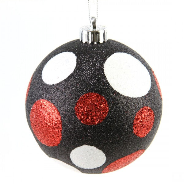 120 MM ALL GLITTER POLKA DOT BALL ORNAMENT