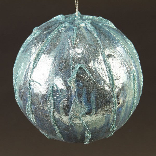 5"MARBLED BALL ORNA BLUE