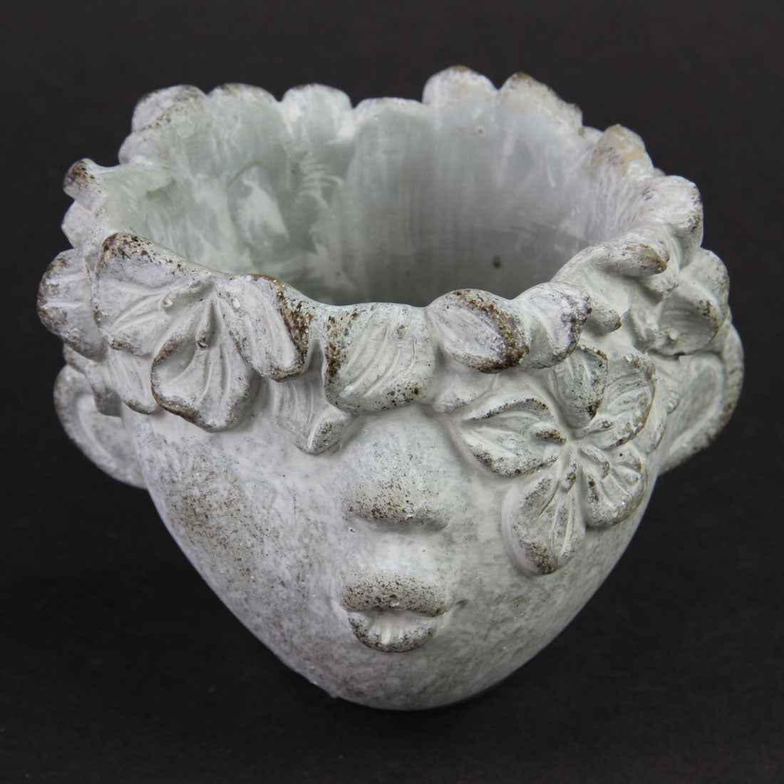 3.75"CEM.FLORAL HEAD PLANTER