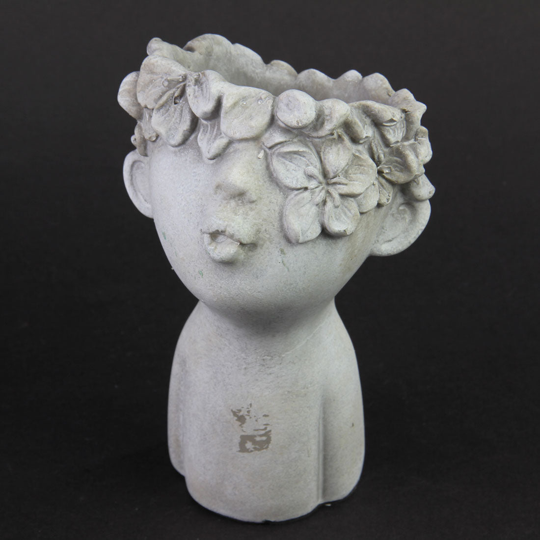 7"CEMENT FLORAL HEAD VASE