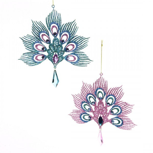 7.75"METAL PEACOCK ORNA A25