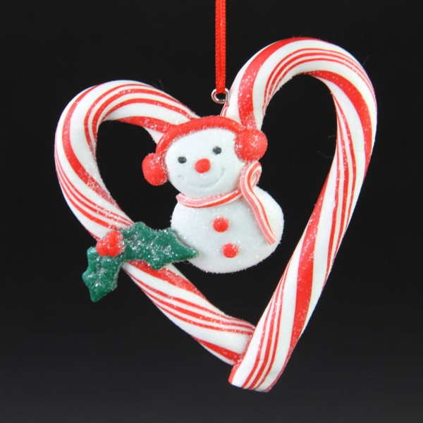 3.9"CLAYDGH.CANDYCANE HRT ORN