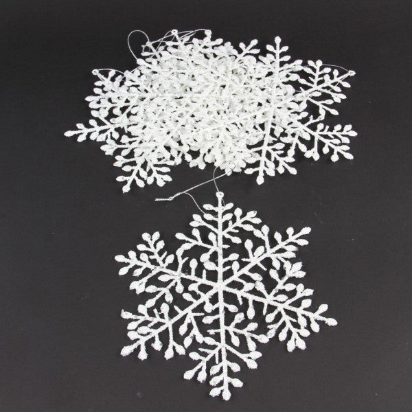 8"SNOWFLAKE 6PC/BAG WHT